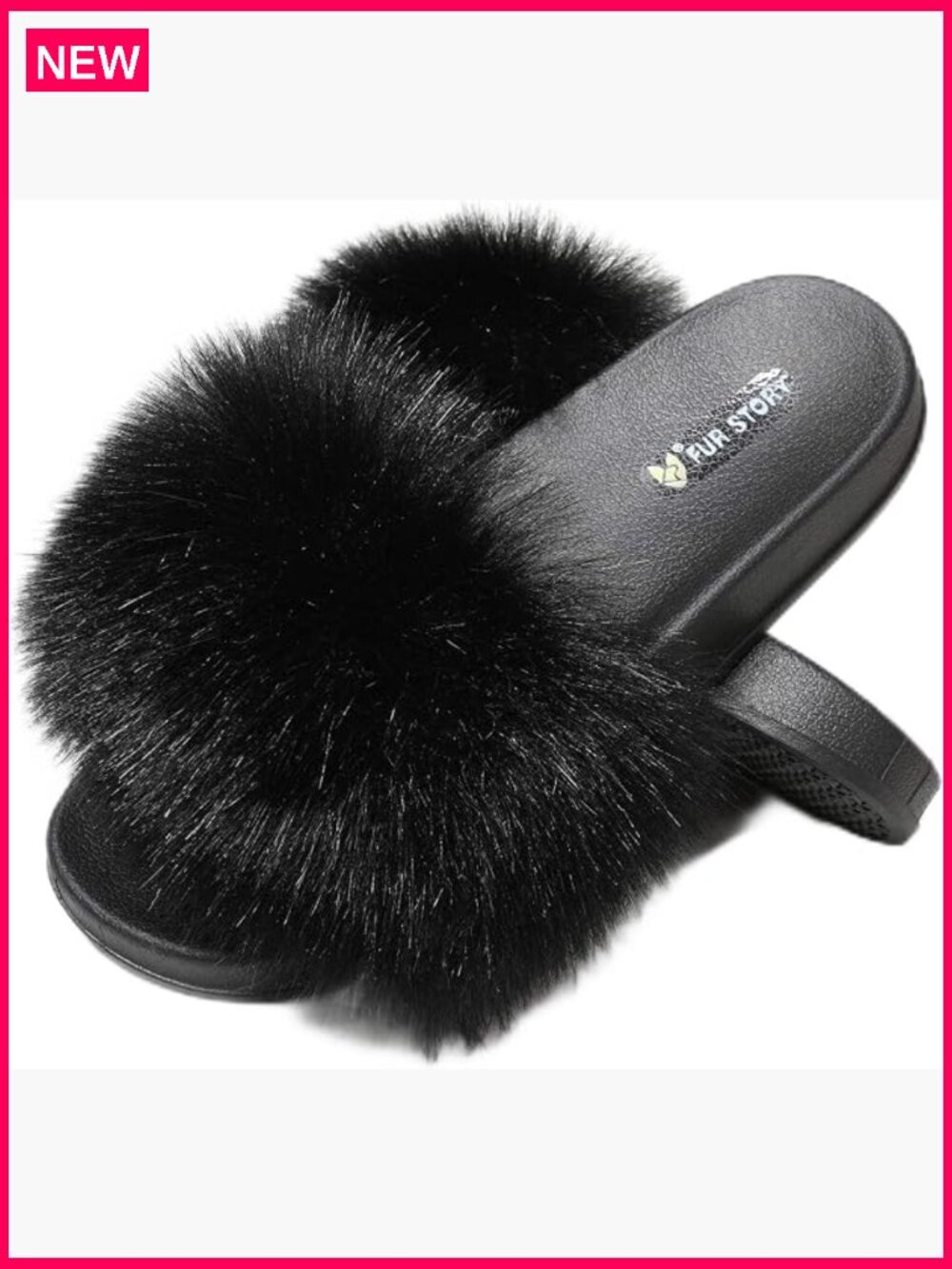 Faux Fur Slides Fluffy Slippers Fuzzy Sandals for Women Indoor Outdoor Cute